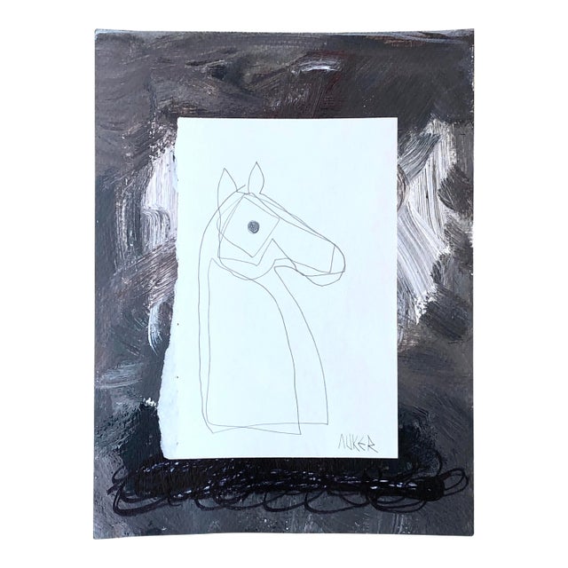 “Graphite Horse” Contemporary Mixed Media Artwork by CL Auker For Sale