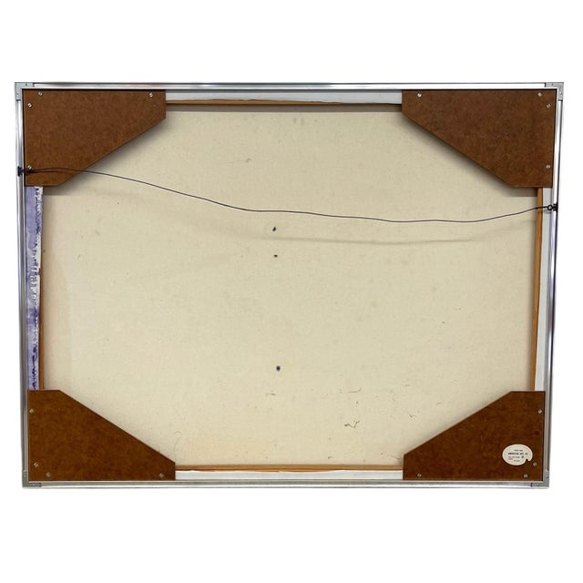 1970s Large Contemporary Abstract Floral Painting on Canvas in Silver Frame, White Blossoms Still Life For Sale - Image 5 of 9