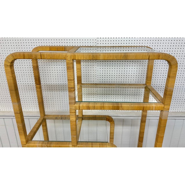 Brown Mid-Century Modern Rattan Woven Etageres - Set of 2 For Sale - Image 8 of 8