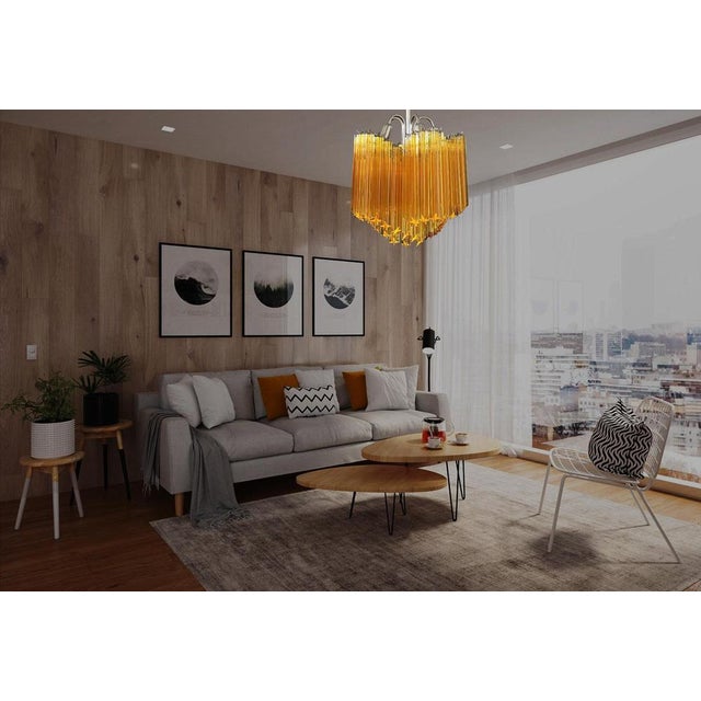 Modern Quadriedri Glass Chandelier with 60 Amber Prism Quadriedri, 1990s For Sale - Image 10 of 18