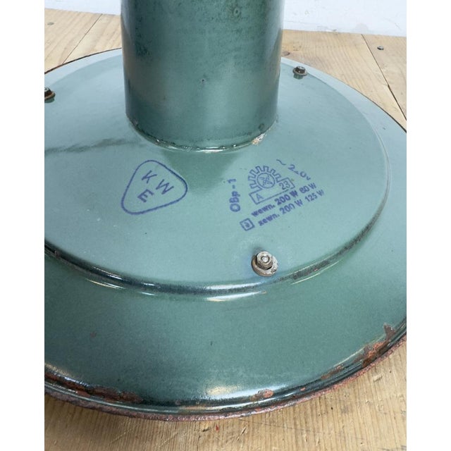 Industrial Green Enamel Cage Pendant Light, 1960s For Sale - Image 12 of 18