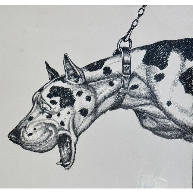 Framed Original Illustration, Dog and Cat, Palm Beach Artist Vincenzo Zito, 1950s For Sale - Image 4 of 7