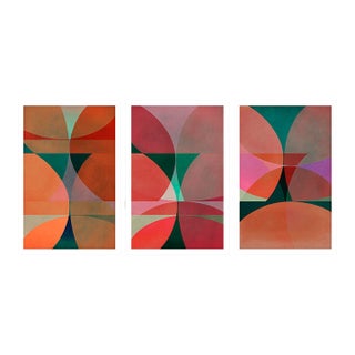 Contemporary Geometric Art Prints "Color Elements" Triptych by Angela Cameron For Sale
