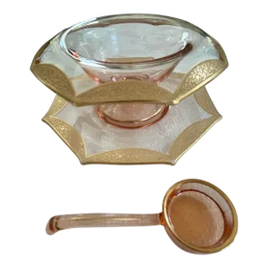 1930s Depression Glass Condiment Set - 3 Pieces