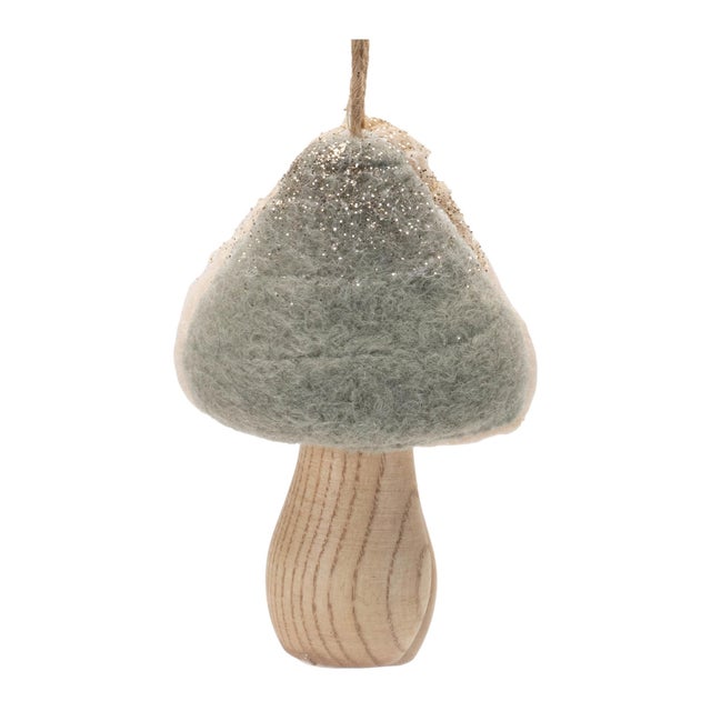 Contemporary Felt Fabric Mushroom Ornament (Set of 12) For Sale - Image 3 of 5