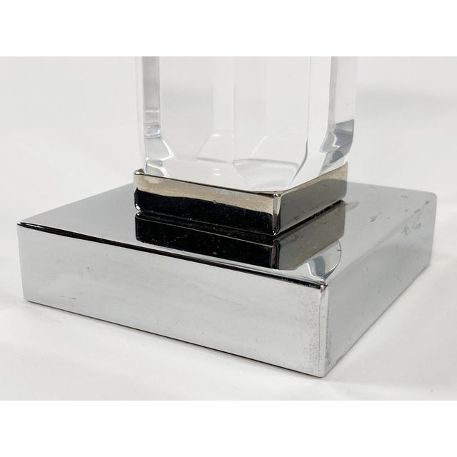 Mid 20th Century Vintage Charles Hollis Jones Style Lucite and Silver Candlestick Pair For Sale - Image 5 of 5