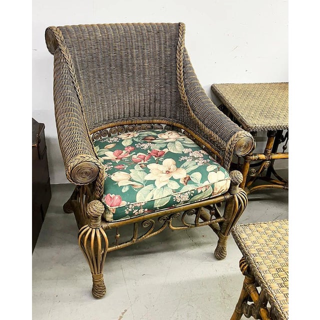 1980s Custom Wicker Porch Seating & Tables, 4 Pieces For Sale - Image 11 of 12