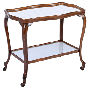 Louis XV Bar Cart in Oak with Mirror Top and Glass, Italy, 1930s