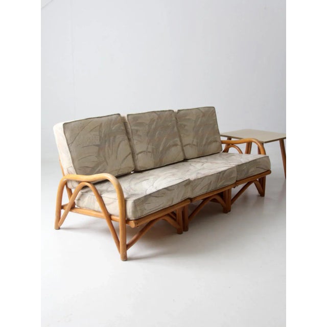Brown Vintage Rattan Sofa and Lounge Chair Set For Sale - Image 8 of 12