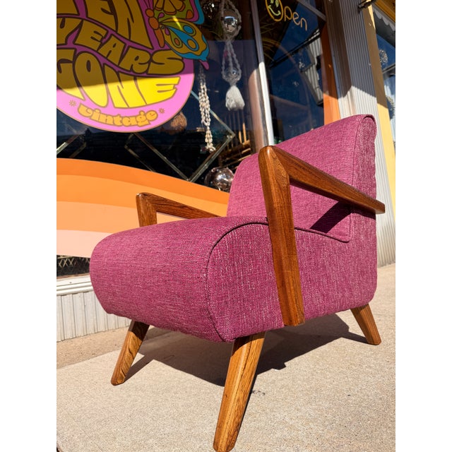 Pink Fully Restored 1950's Mid-Century Modern Armchair For Sale - Image 8 of 17