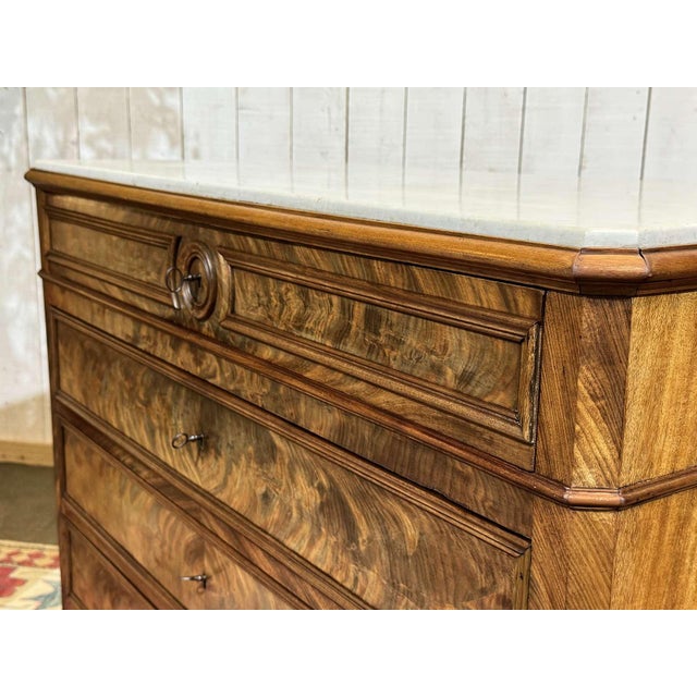 Napoleon III Commode in Mahogany with Oak and White Marble Top, 1800s For Sale - Image 13 of 18
