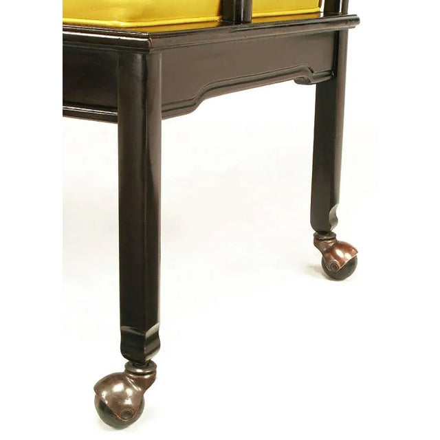 Widdicomb Ebonized Wood and Saffron Upholstered Lounge Chairs - a Pair For Sale - Image 9 of 11