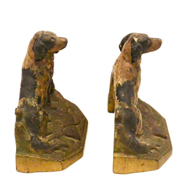 American Early 20th Century American Cast Iron Figural "Hunting Pointers" Bookends - A Pair For Sale - Image 3 of 9