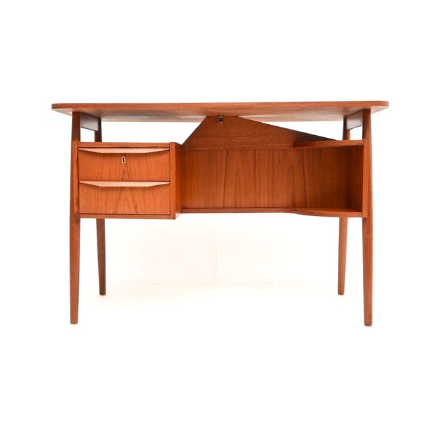 Mid-Century Modern Vintage Danish Teak Desk by Gunnar Nielsen for Tibergaard, 1960s For Sale - Image 3 of 11
