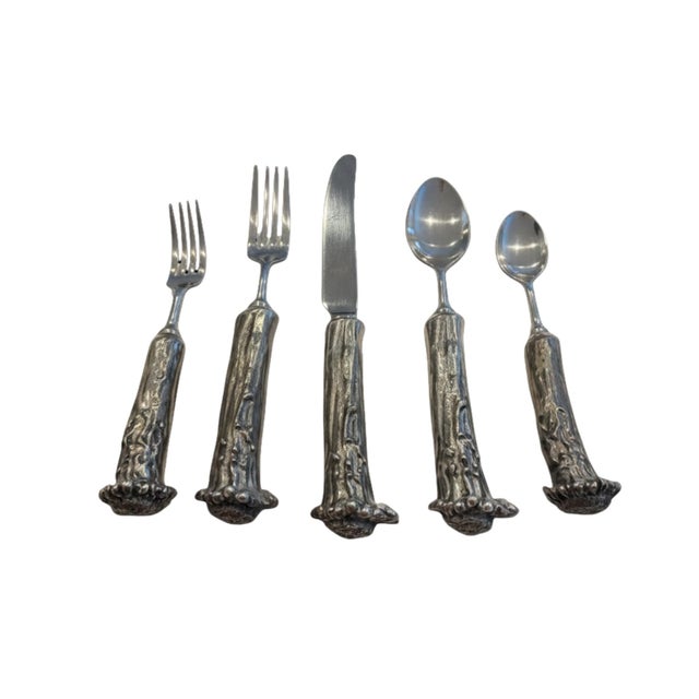 Metal Cast Pewter Antler Flatware Service for Six, Western Frontier by Vagabond House - 30 pcs For Sale - Image 7 of 10