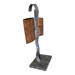 Large Vintage Brutalist Postmodern Metal Sculpture Flame-Patinated Copper & Torch-Cut Steel For Sale