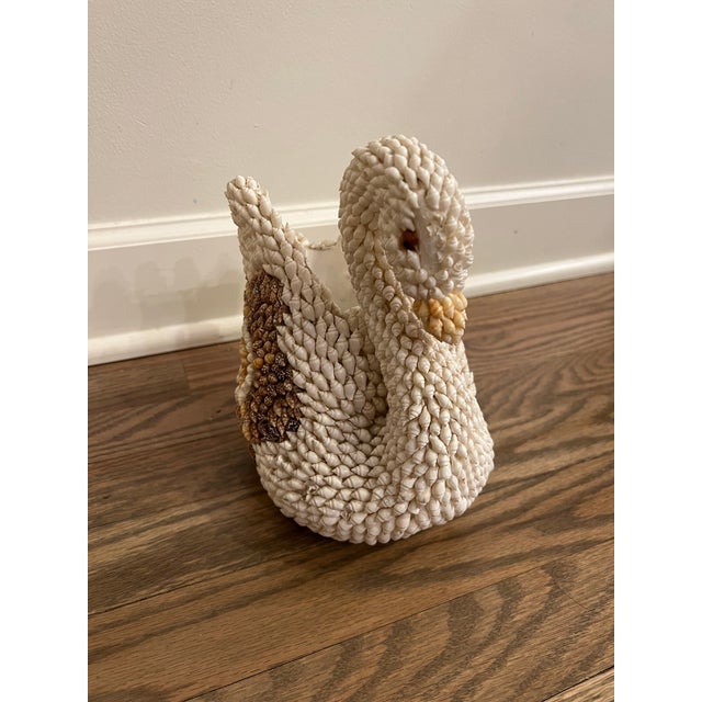 Chinoiserie Mid 20th Century Shell Encrusted Ceramic Swan For Sale - Image 3 of 8