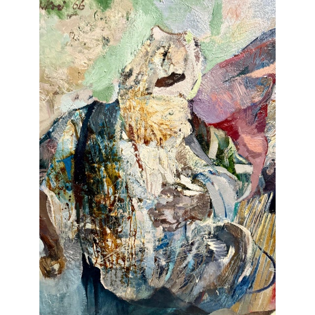 Peter Liashkov, Large Figural Abstract Oil Painting Collage LA California Artist Peter Liashkov, 1966 For Sale - Image 12 of 18