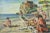 Contemporary Pino Romanò, Bathers in Scilla, Oil Painting, 1990s For Sale - Image 3 of 5