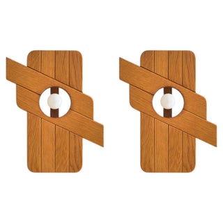 Pair of French Elm Sconces in the Manner of Maison Regain, 1970s For Sale