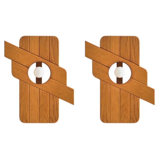 Pair of French Elm Sconces in the Manner of Maison Regain, 1970s For Sale
