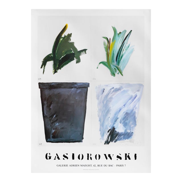 1999 French Exhibition Poster, Gerard Gasiorowski, Pots De Fleurs 229-230 For Sale
