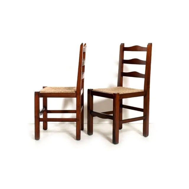 1960s Mid-Century Italian Chestnut & Straw Chairs, 1960s, Set of 4 For Sale - Image 5 of 11