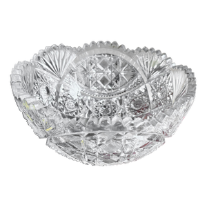 American Brilliant Period (Abp)Cut Glass Crystal Bowl, Hobstar and Fan Motif, Circa 1876–1917