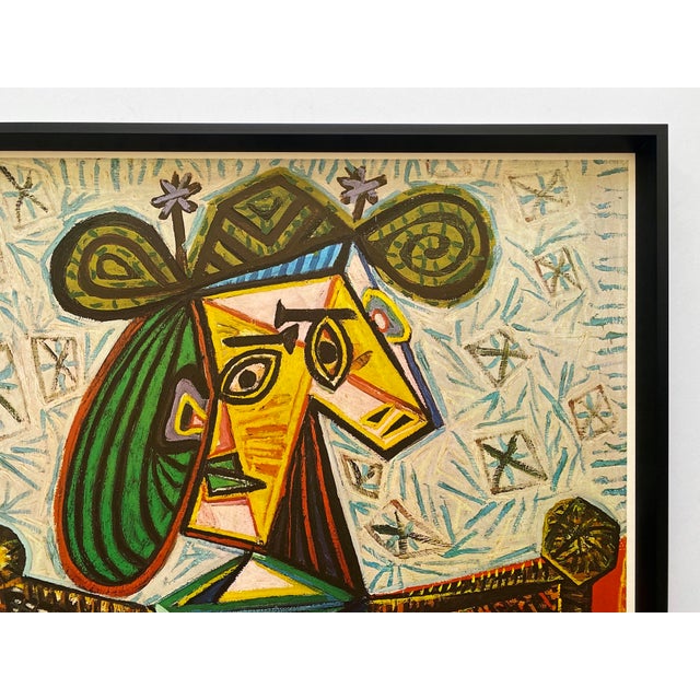 Pablo Picasso Vintage 1968 Mid Century Danish Modern Lithograph Print Framed Cubist Exhibition Poster " Femme Assise Dans Un Fauteuil " 1941 For Sale - Image 12 of 18