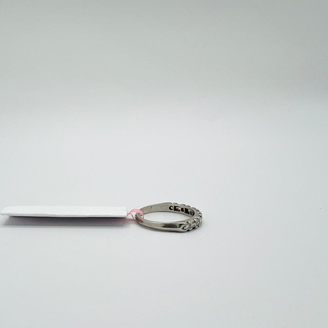 White Diamond Baguette and Round Band Ring in Platinum, Size 9 For Sale - Image 4 of 8