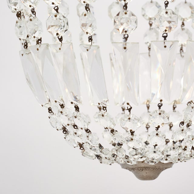 1930s Antique Crystal Silver Chandelier For Sale - Image 5 of 9