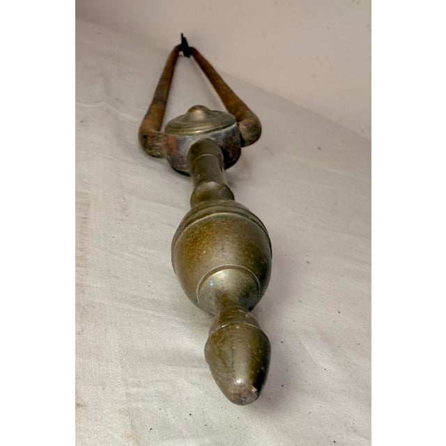 Antique 18th Century Wrought Iron Turned Brass English Fireplace Tongs Tool 5 For Sale In New York - Image 6 of 10