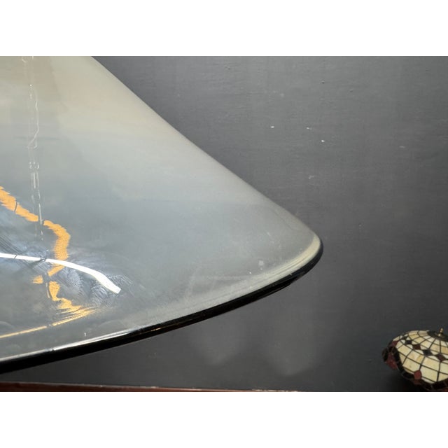 Mid-Century White Murano Glass Pendant Light with Black Rim, Italy, 1970s For Sale - Image 6 of 14