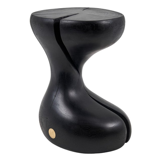 Wood Sculptural Side Table by Logniture For Sale