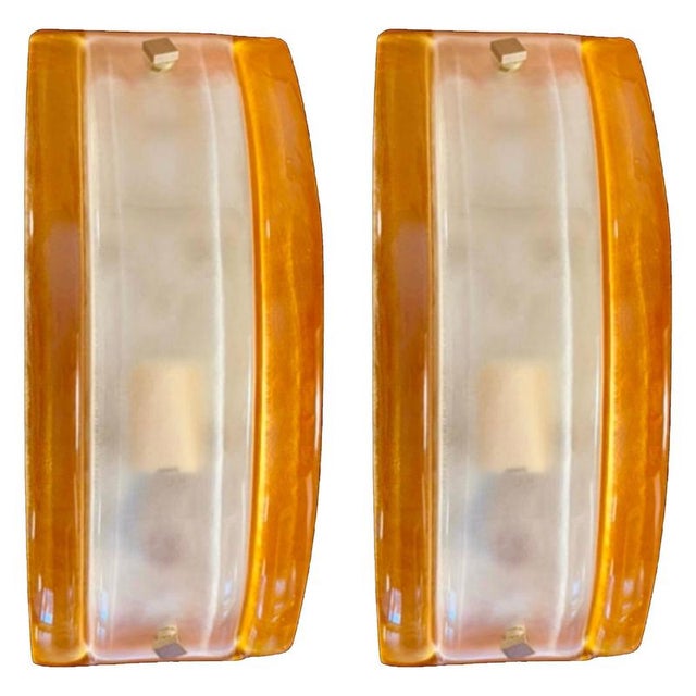 Glass Bicolore Murano Glass Wall Lights from Mazzega, Italy, 1970, Set of 2 For Sale - Image 7 of 7