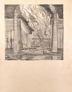 Urban Landscape, Original Pencil Drawing, Mid 20th Century