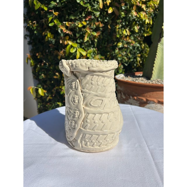 Mid 20th Century Vintage Ivory Studio Pottery Vase For Sale - Image 5 of 17