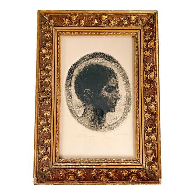 David Bumbeck "Il Campione" Signed and Numbered 28/30 Etched Silhouette Artwork Framed, 1960's Artwork For Sale