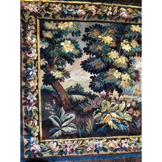 Textile Antique Genuine Hand-Woven Scenery Pattern French Tapestry For Sale - Image 7 of 9