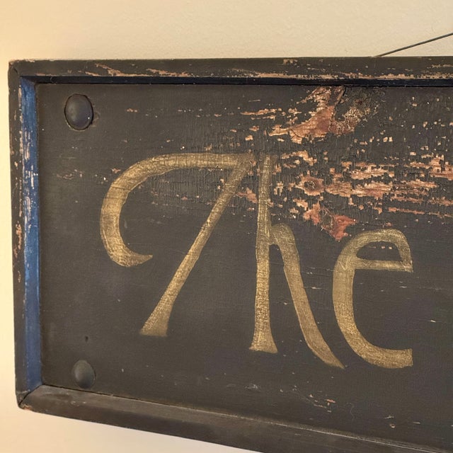 Early 20th Century Antique Large "The Red ★ Laundry" Horizontal Wood Sign With Gold Whimsical Lettering & Red Star For Sale - Image 12 of 17