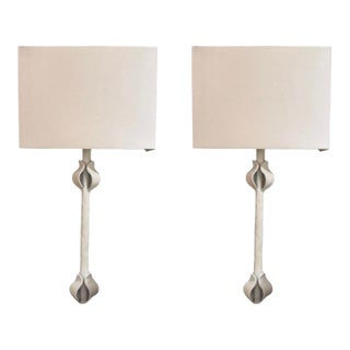 Worlds Away Modern White Iron Linda Wall Sconces Pair For Sale