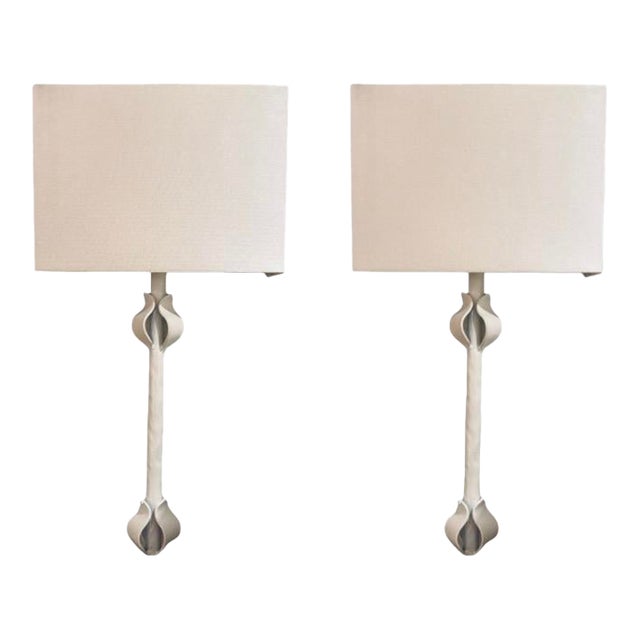 Worlds Away Modern White Iron Linda Wall Sconces Pair For Sale
