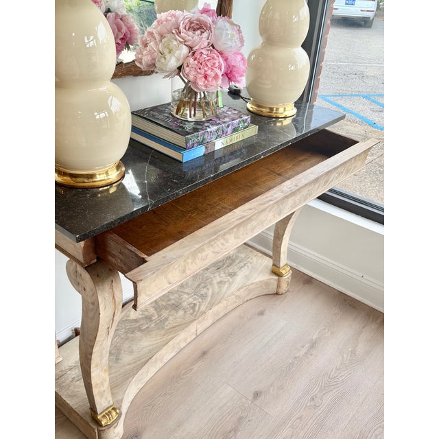French Empire Marble Top Antique Console W/ Drawer For Sale - Image 3 of 4