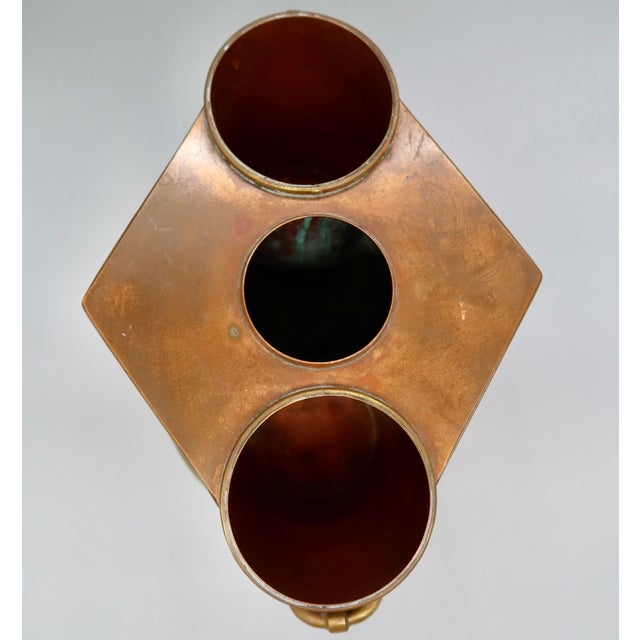Metal Vintage Art Deco Copper & Brass Double Wine Cooler With Center Ice Well For Sale - Image 7 of 9