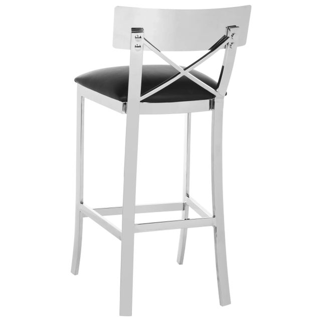 39''H Stainless Steel Cross Back barstool, Black & Chrome For Sale - Image 4 of 11