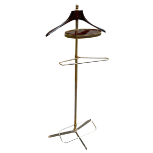 Tripode in Wood and Golden Metal, Italy, 1950s
