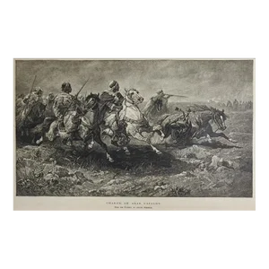 1882 Arab Horse Cavalry After Adolph Schreyer Engraving