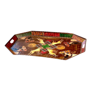 Vintage Henri Bendel Decoupage Tray Featuring Dogs and Tartan Motif