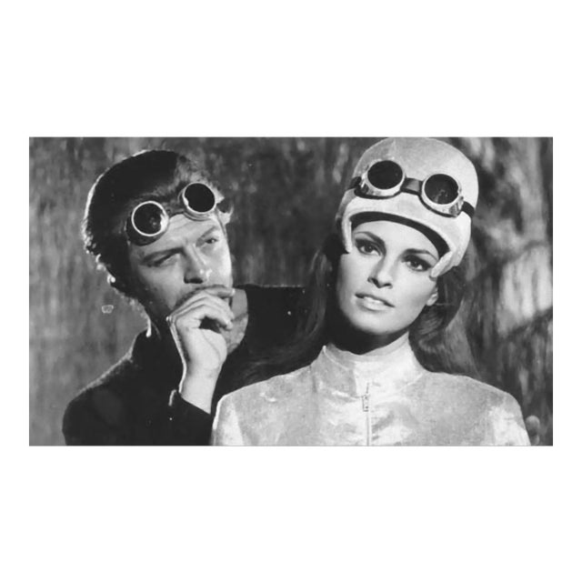 Unknown, Marcello Mastroianni and Raquel Welch, Vintage Black & White Photograph, 1966 For Sale