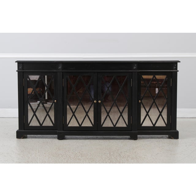 Wood Ballard Designs Mirror Door Black Tv Console Cabinet For Sale - Image 7 of 16